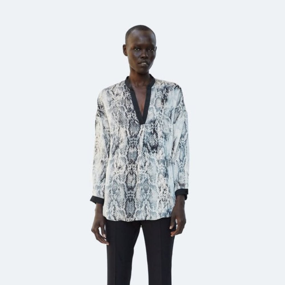 Zara ANIMAL PRINT BLOUSE